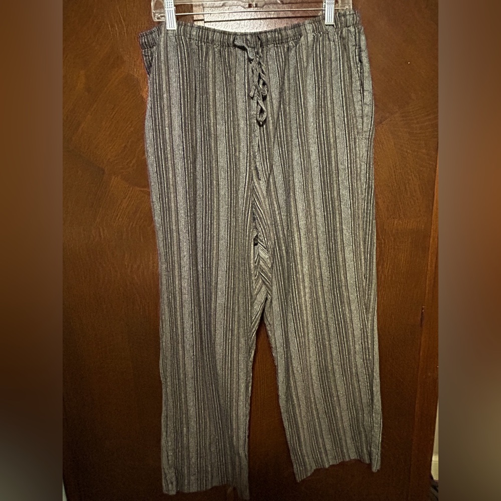 Women’s Silhouette Black, tan & gray wide leg linen blend pants trousers 1X